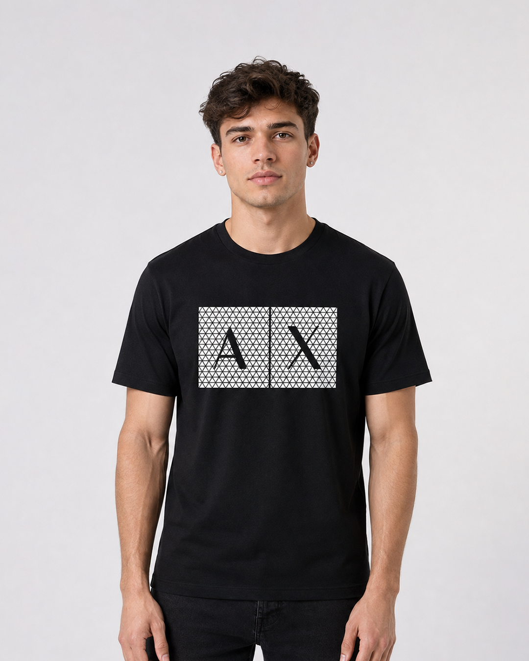 Armani Exchange Grid Black Tee